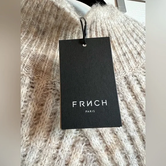 ❌SOLD❌ Frnch Mock Neck Beige Chunky Lattice Sweater, NWT - Picture 5 of 8